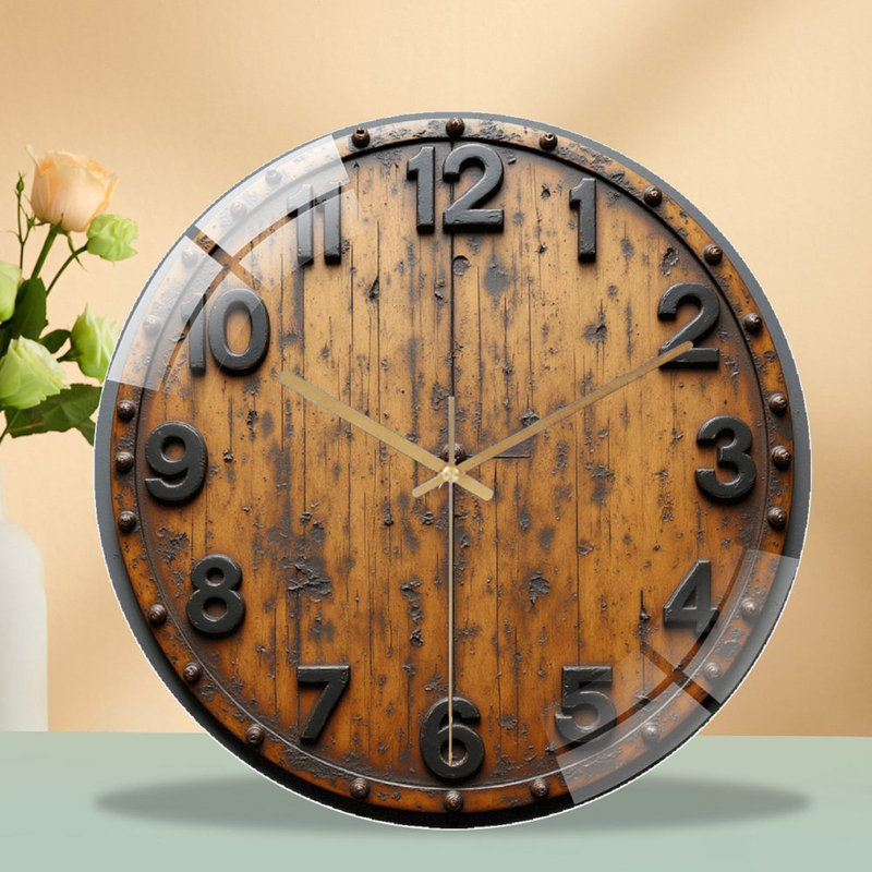 Horloge murale rétro en bois rustique en bois 12 po