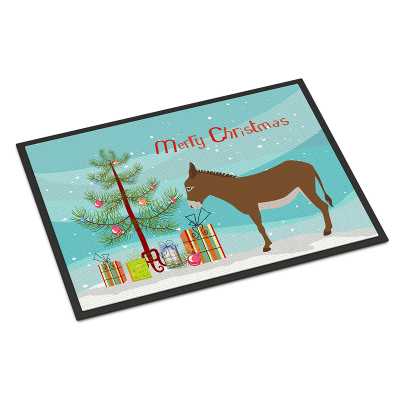 Tapis d’extérieur antidérapant de noël anti-dérapant donkey Marisol, Rectangle 1 pi 6 po x 2 pi 3 po