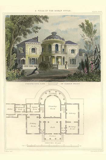 «Villa in The Roman Style» par Richard Brown - impression d'art graphique, H 42 po x l 28 po x P 1,5 po