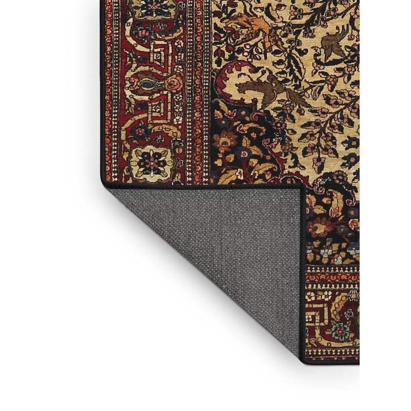 Tapis rouge/noir/brun traditionnel Dandor, Rectangle 7 pi x 9 pi