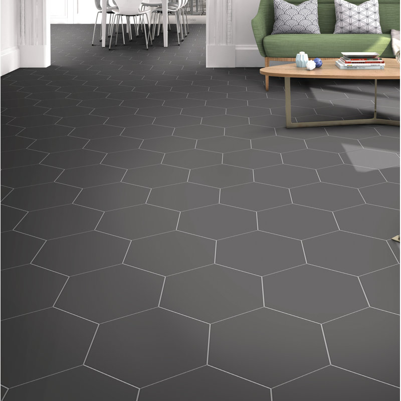 Rhythm White 11 in. x 13 in. Matte Porcelain Floor and Wall Tile (10.75 sq. ft./Case), Black