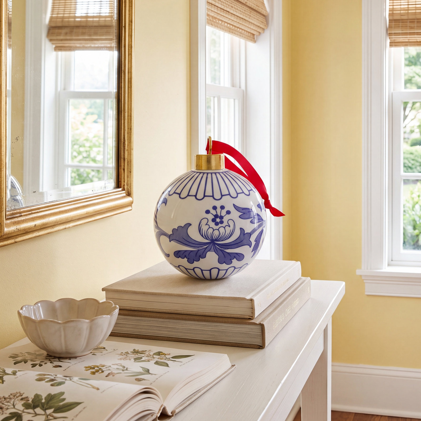 Blue Italian Christmas Blue Italian Floral Christmas Bauble