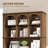 73.2" Mid-Century Modern Tall Bookcase with Arched Open Shelves – Large Storage Bookshelf with 3 Door Cabinets and 2 Drawers-1671521936