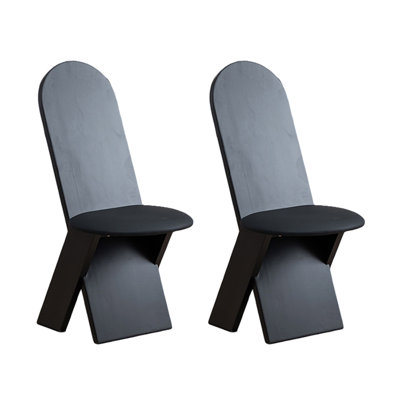 13.78" Black Solid back side Chair(Set of 2)