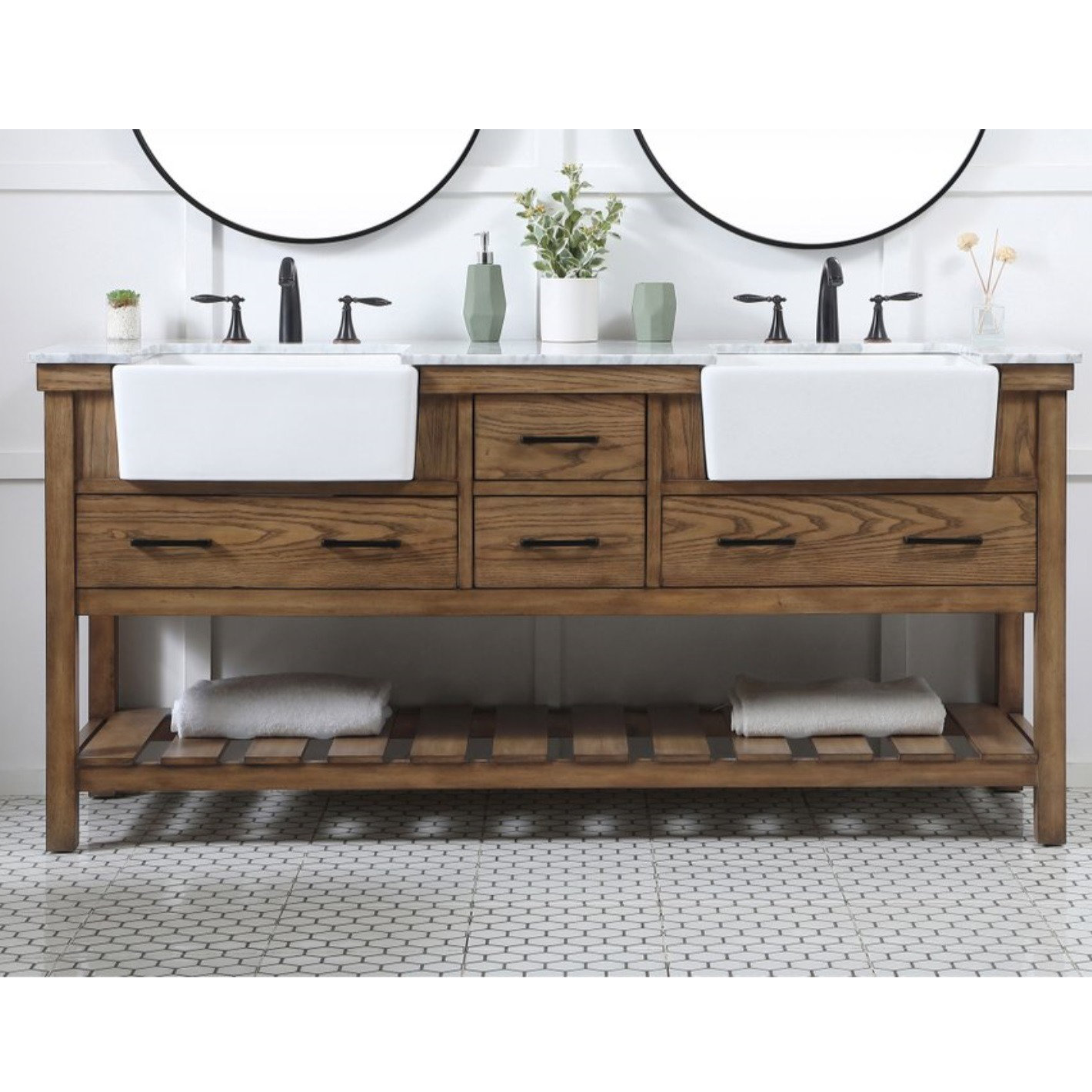 Pelaghia 72'' Double Bathroom Vanity, Driftwood