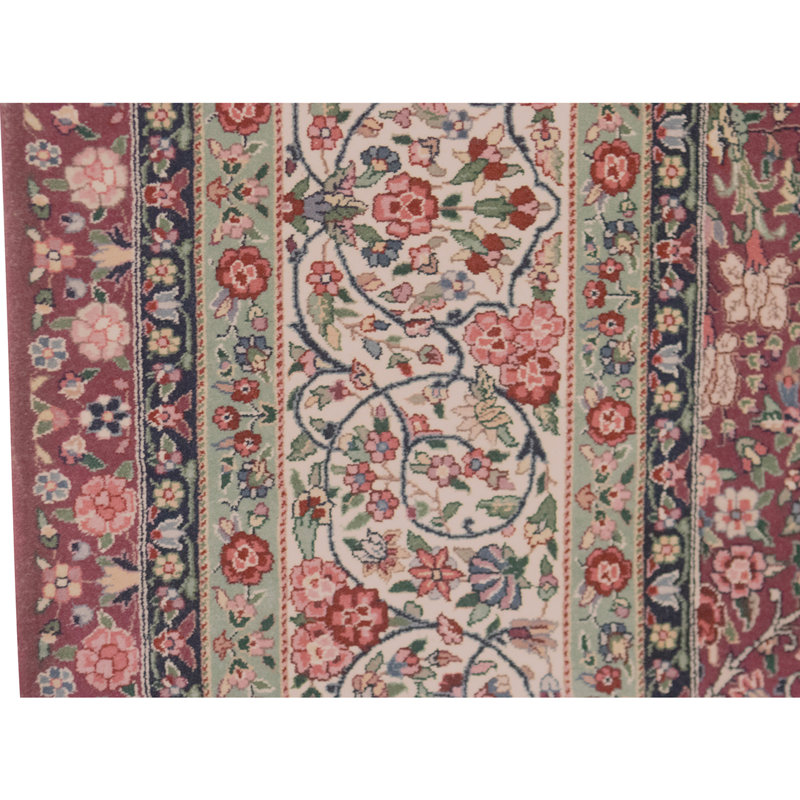 Hand Knotted Wool Oriental Area Rug in Plum And Ivory