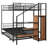 Twin Over Full Metal Bunk Bed with Trundle and Lateral Storage Ladder and Wardrobe-694038210