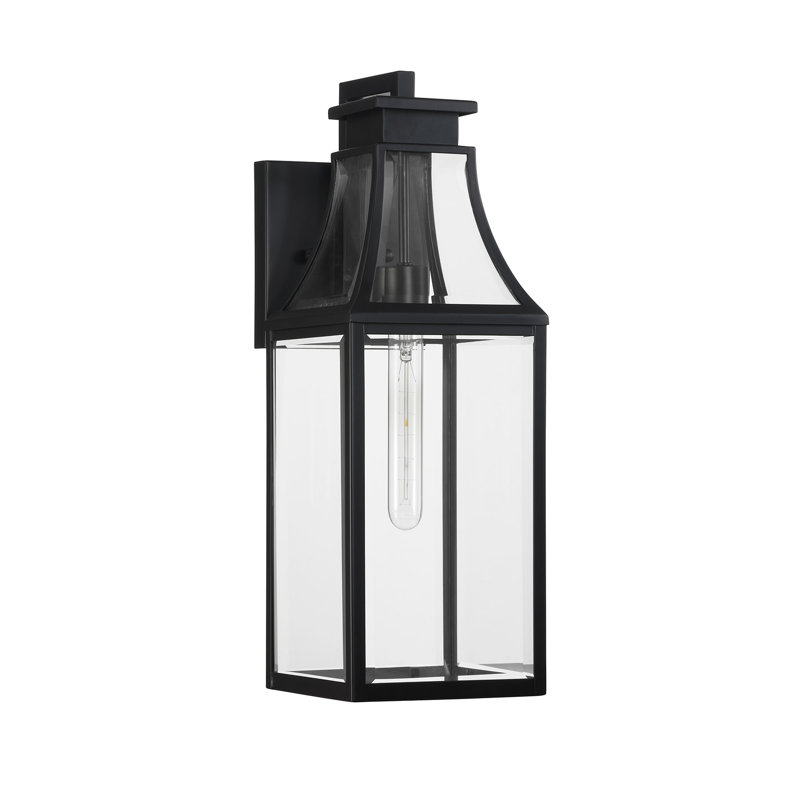 Lanterne murale d'extérieur 1 lumière Byrne en noir mat, H 20 po x l 7 po x P 7 po