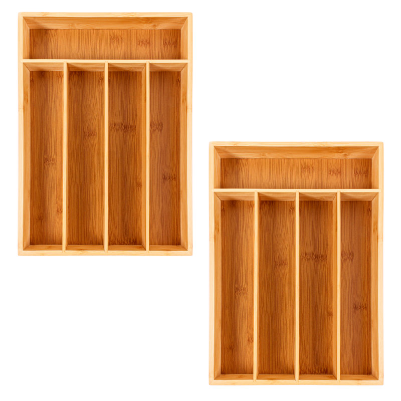 Bamboo 5-Slot Flatware Organizer Set, 14.25" x 10.5"