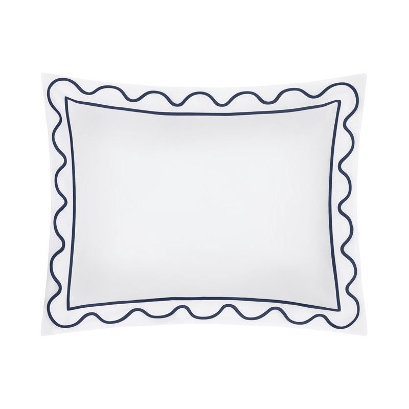 Amalfi Sham, Euro, White/Navy Blue