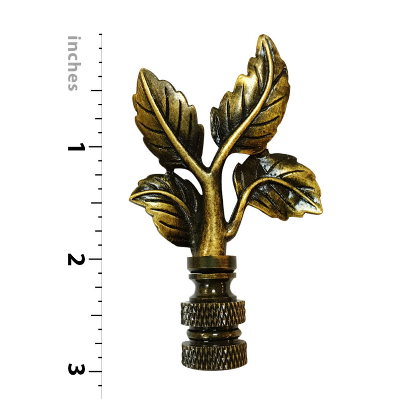 Faîteau de lampe de feuilles élégant, Laiton antique