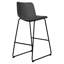 Siège de bureau moderne, aspect cuir gris, base robuste en métal noir