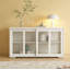 Armoire de rangement de cuisine blanche - Armoire autoportante avec porte en verre pour l'organisation du garde-manger