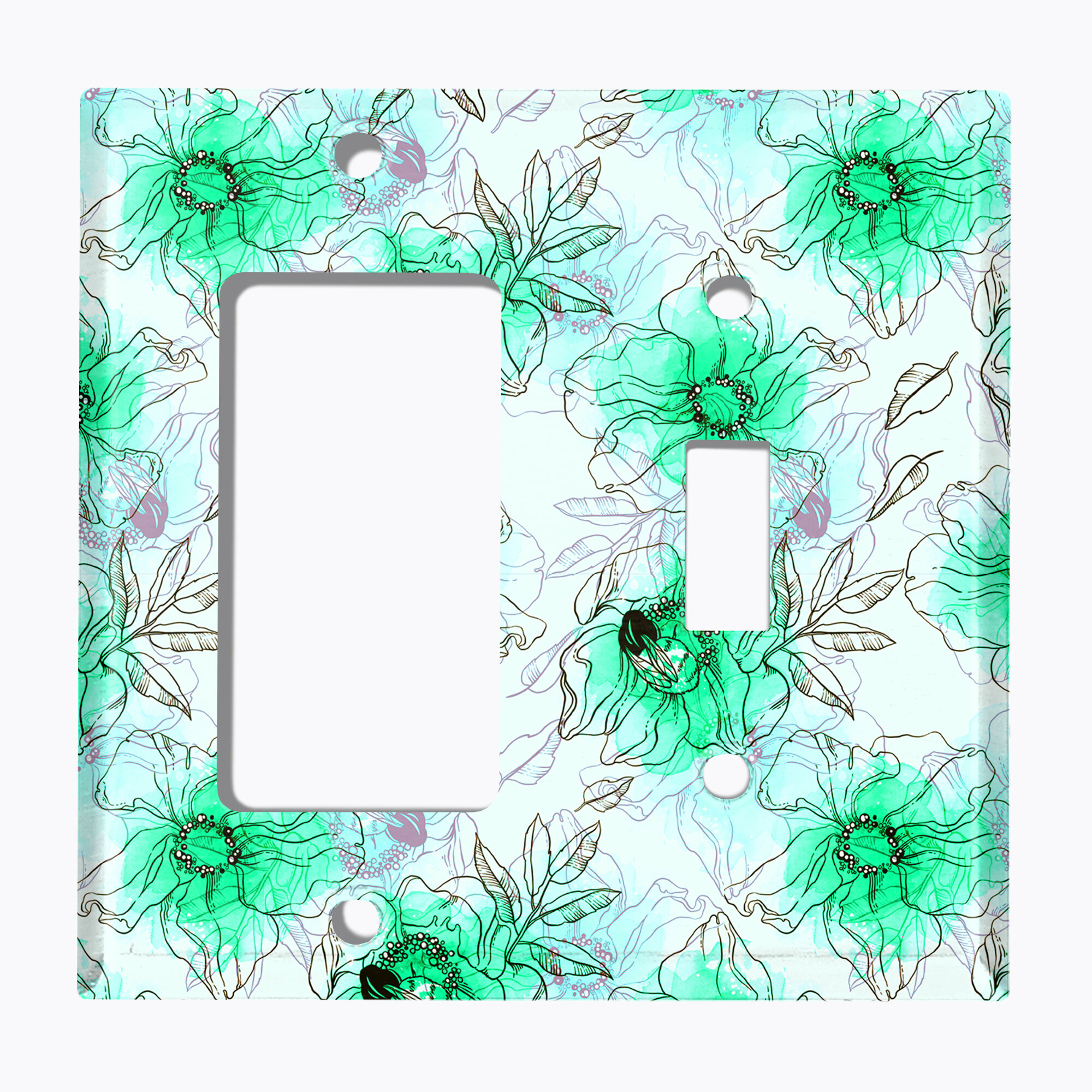 WorldAcc Metal Light Switch Plate Outlet Cover (Watercolor Flowers ...