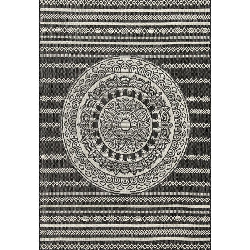Tapis anthracite de la collection Sunshine Collection Gchar2017 - 2,7 pi X 7,3 po en polypropylène, teinté, pour plancher d'extérieur 2 7 po 3 zones