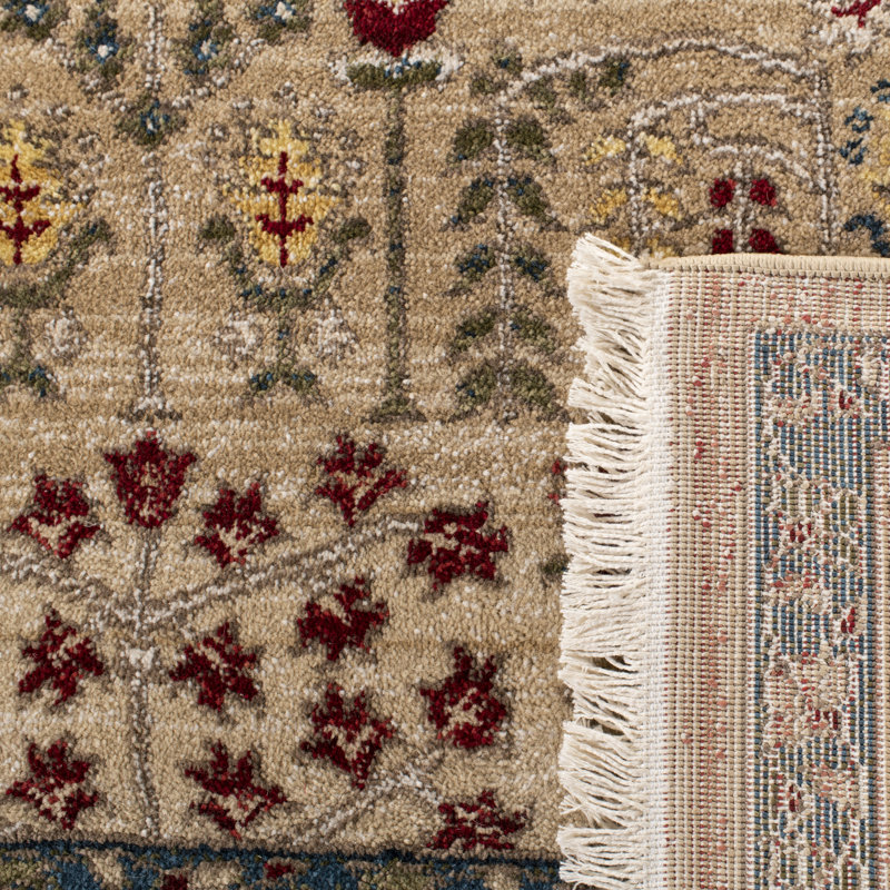 Tapis beige / bleu marine en polypropylène tissé à plat Ralph Lauren, Carré 6 pi 7 po