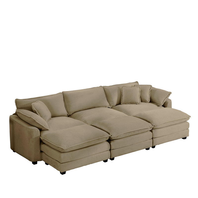 Ensemble de canapé surdimensionné à coussins modulaires, repose-pieds portatif, ensemble de canapé d'angle en L à dossier profond et à dossier profond