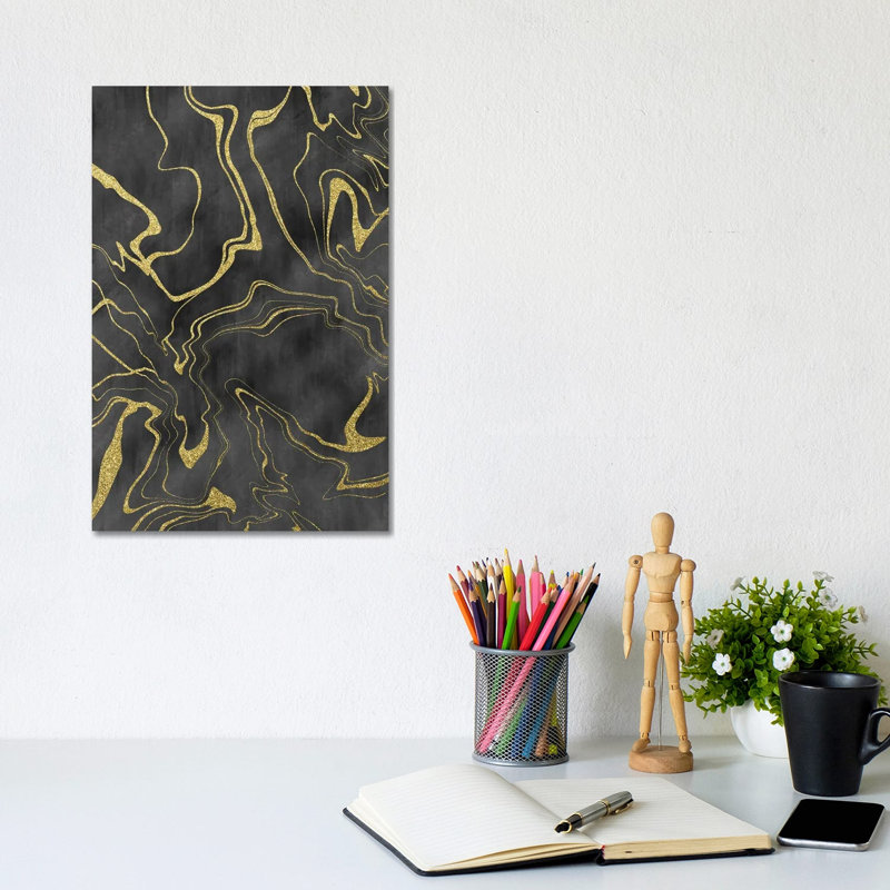 Golden Flows XI 1 Piece Wrapped Canvas Painting, 20.32 cm H x 30.48 cm W