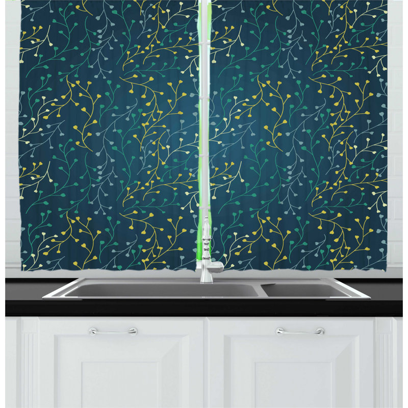 Floral Tailored Kitchen Curtain