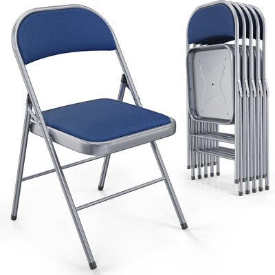 Pack Of 4  NPS® 1300 Series Deluxe Vinyl Upholstered Triple Brace Double Hinge Folding Chair Dark Midnight Blue - View #8