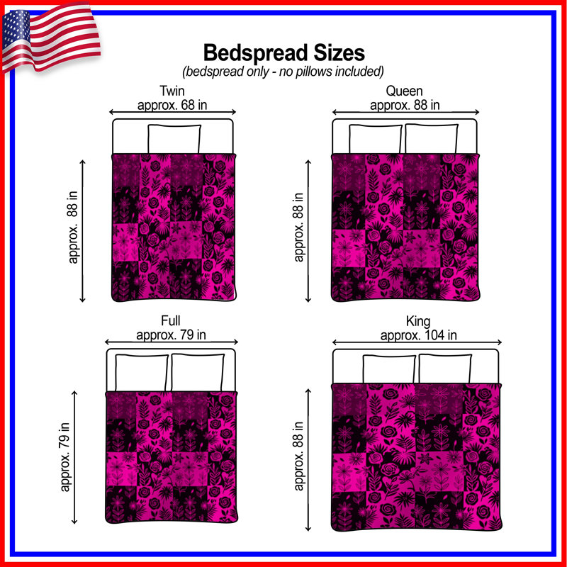 Pink Floral Patchwork Quilted Bedspread All Sizes, Full / Double