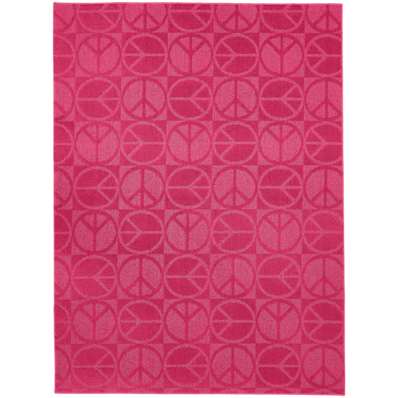 Tapis géométrique rose touffeté, Rectangle 7 pi 6 po x 9 pi 6 po