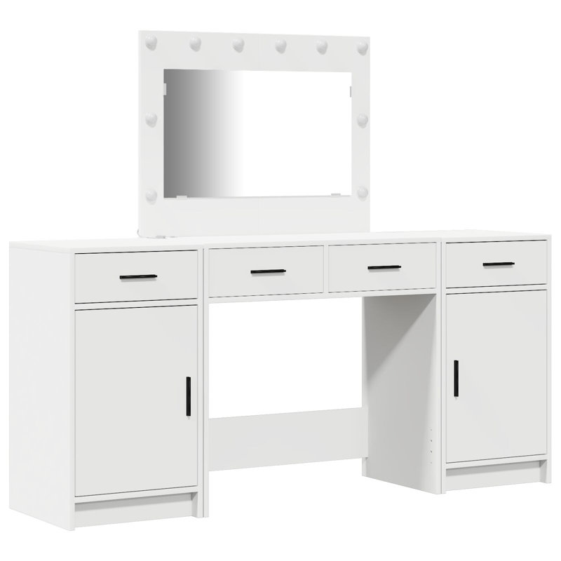 Dressing Table with Mirror, White