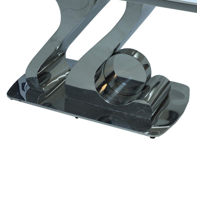 Luxury Rectangle Dining Table - Durable Stone Surface with Artistic Steel Legs