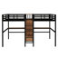 Lit mezzanine simple en métal avec bureau double, garde-robe et tablettes, prise électrique pour économiser de l'espace, rangement, prises de courant, réduction du bruit, apparence