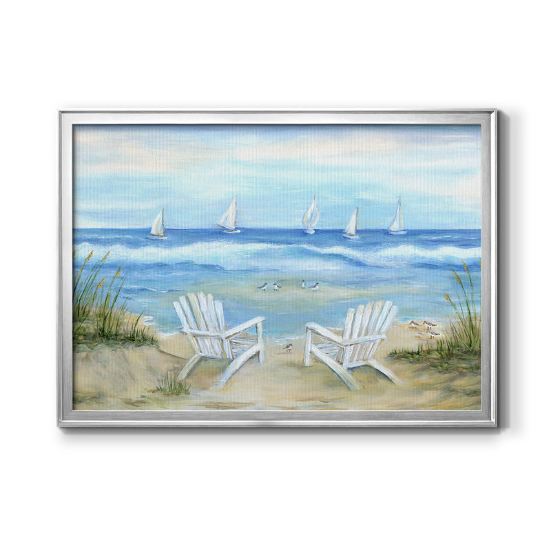 " Seaside Escape " Graphic Art Print, 30.5" H x 42.5" W x 1" D, Silver