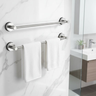 Porte-serviettes de salle de bain à ventouse réglable 14,6 à 24 pouces, ensemble de 2 serviettes de douche en acier inoxydable