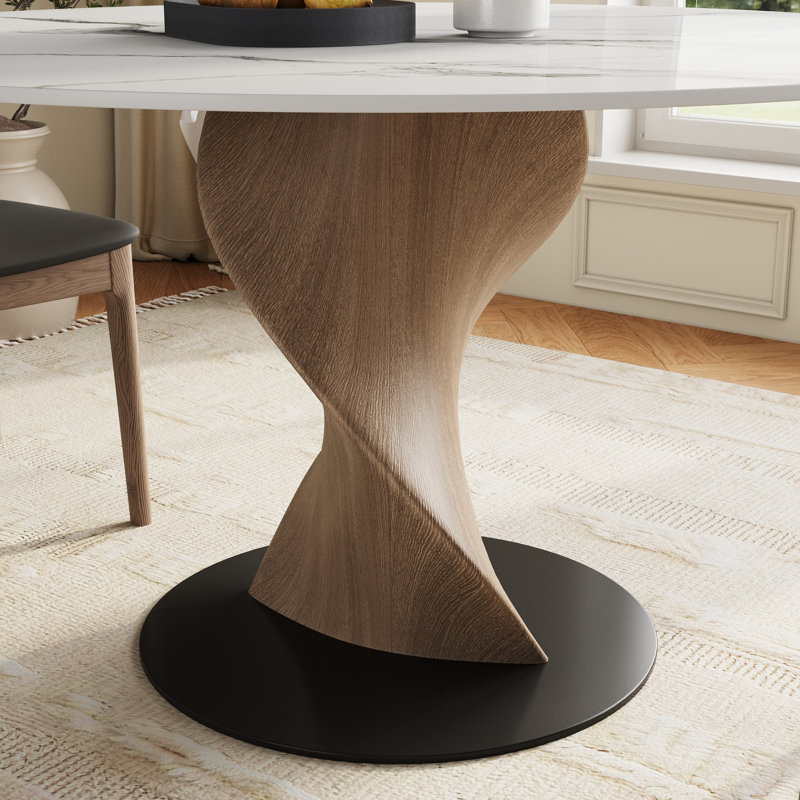 Table bistro Bistro, 29.53" H x 39" W x 39" D, Glossy Snowy/Dark Walnut