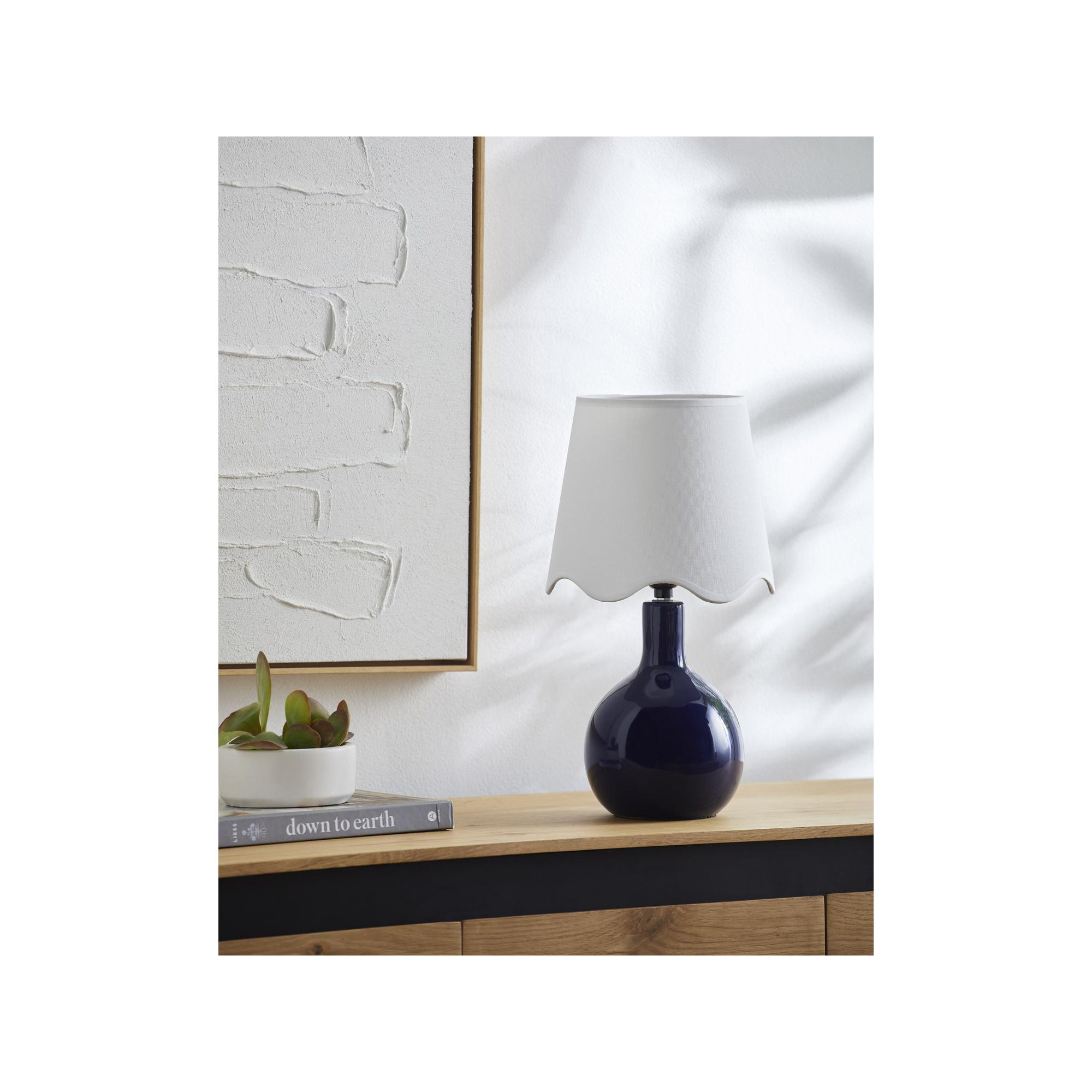 Maura Accent Table Lamp, White, 15"H x 9"W x 9"D, Navy