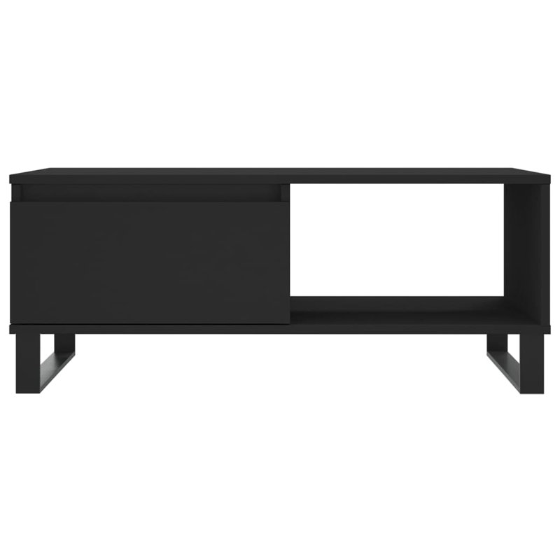 Coffee Table White Engineered Wood, Metal Medium Coffee Table, Black