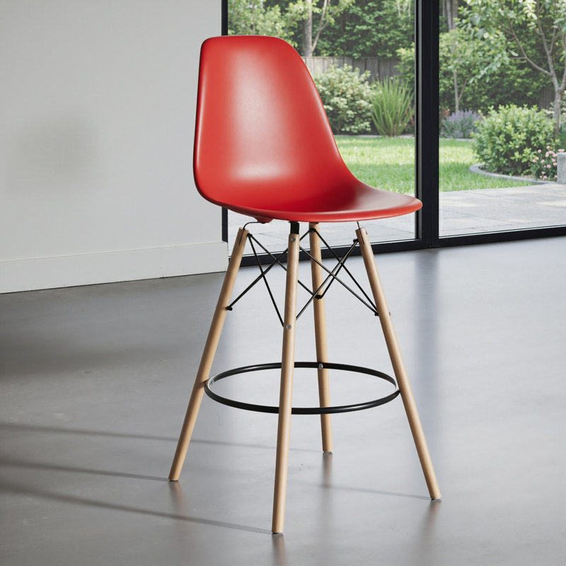 Jordan Bar & Counter Stool, Red/Natural, Counter Stool (26" Seat Height)