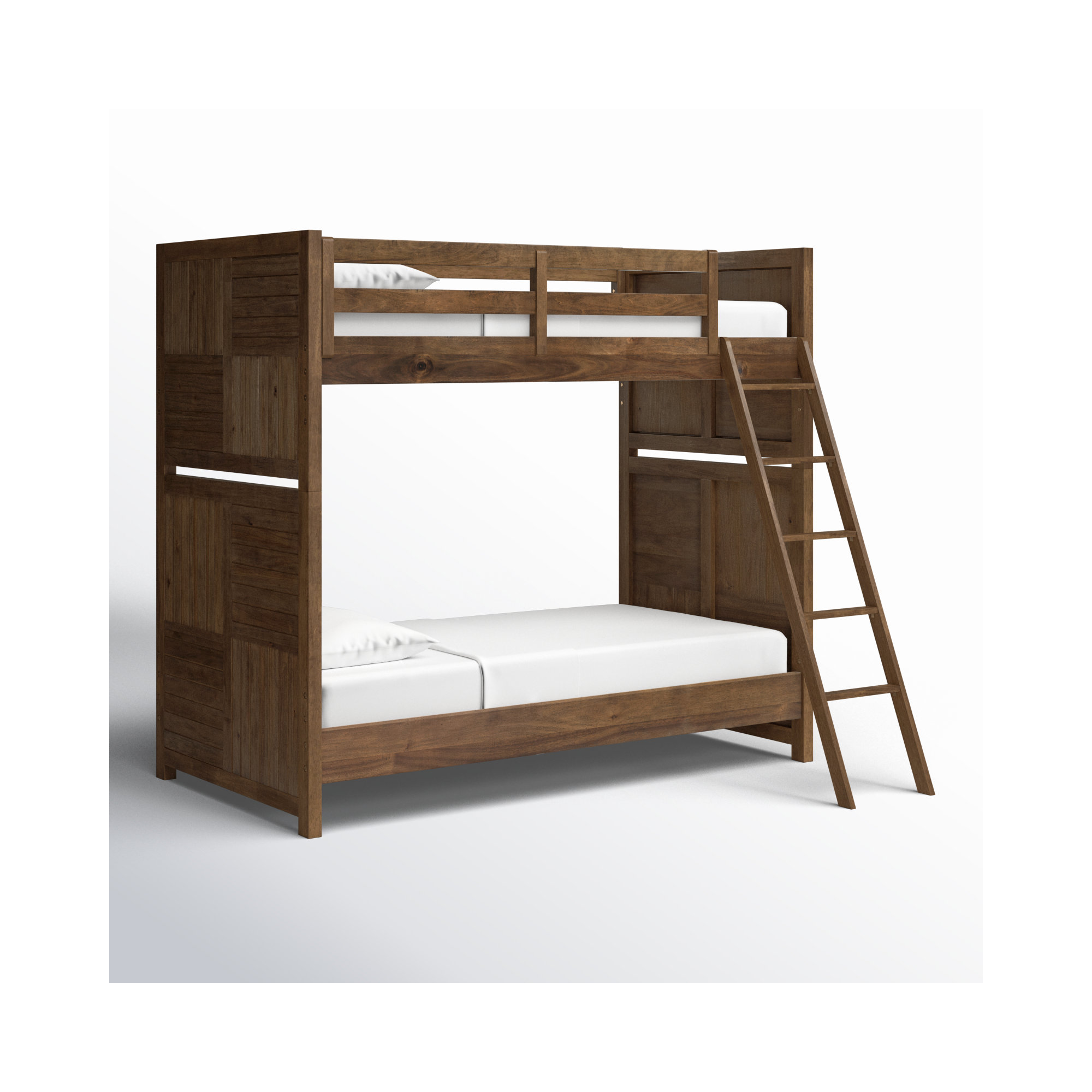 Halley Twin over Twin Solid Wood Standard Bunk Bed, Brown