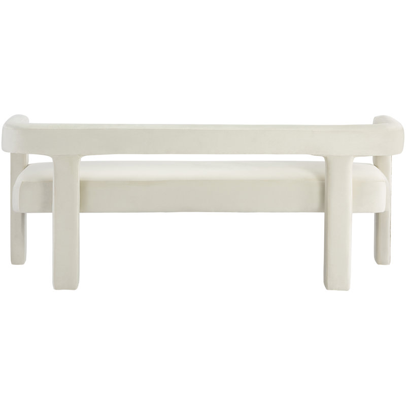 Athena Cream Velvet Upholstered Low Back Bench