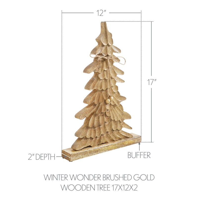 Arbre en bois doré brossé Winter Wonder, H 17 po x l 12 po x P 2 po