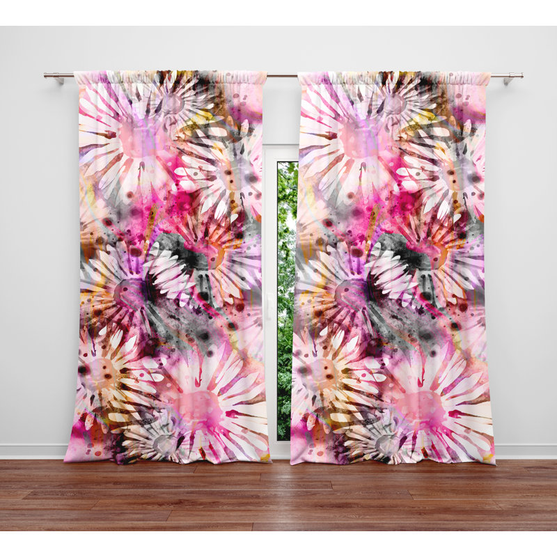 Panneaux de rideaux à motif floral marguerites, L 40 po x L 82 po