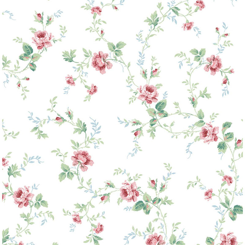 Rouleau de fleurs Asenith, Rosé / menthe verte, L 216 po x l 20,5 po