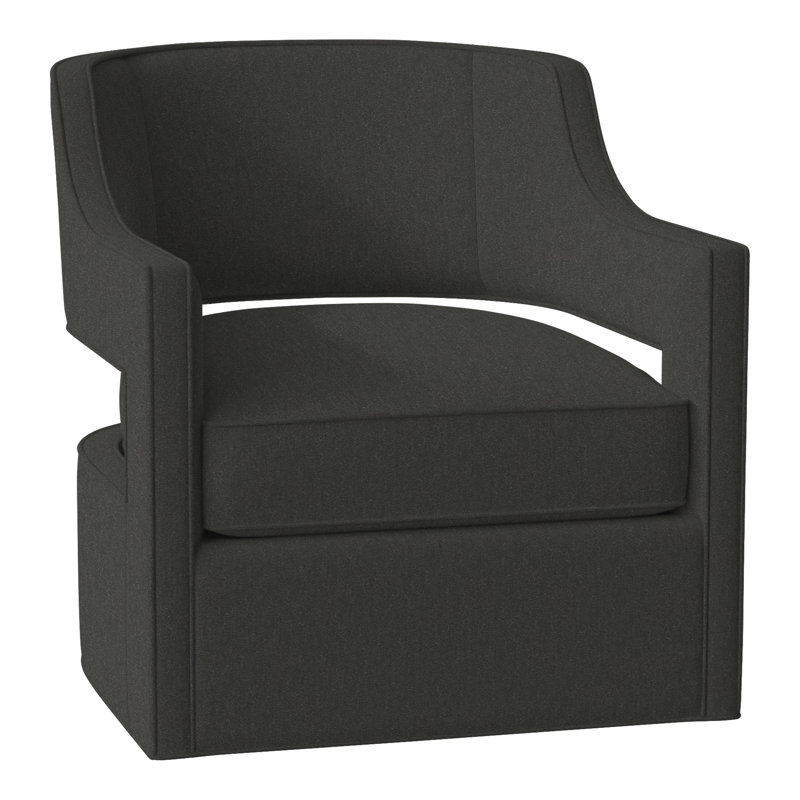 Phoebe 29.5" W Swivel Armchair, Perigold Aspen Flannel Charcoal