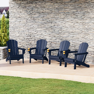 Chaise Adirondack d'extérieur avec porte-gobelet (ensemble de 4)