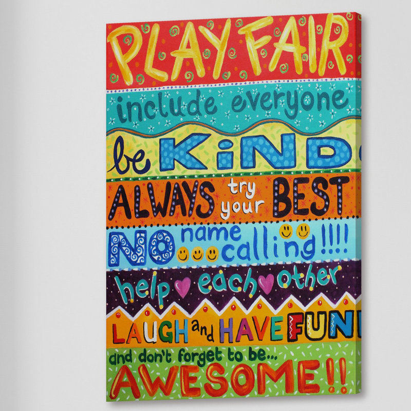 «Guynn Playroom Rules II», reproduction sur toile tendue, H 45 po x l 30 po