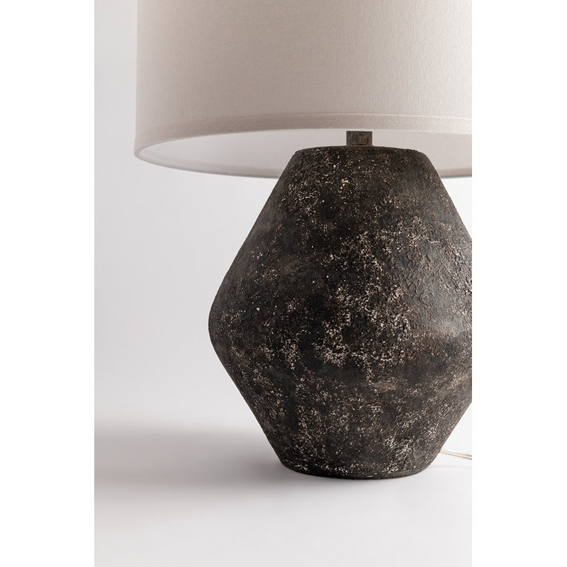 Graystone Ceramic Table Lamp with Off-White Linen Shade