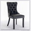 Chaises de salle à manger capitonnées en bois massif - ensemble de 2 - Revêtement en polyuréthane et en velours, pieds en bois, garniture cloutée-563723508-563723519