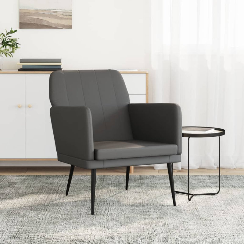 Ghada Faux Leather Armchair, Grey