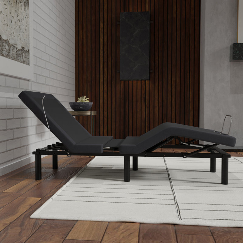 Twin Xl Adjustable Base Featuring Zero , Led Lights & Memory Positions With Massages Lights, Metal