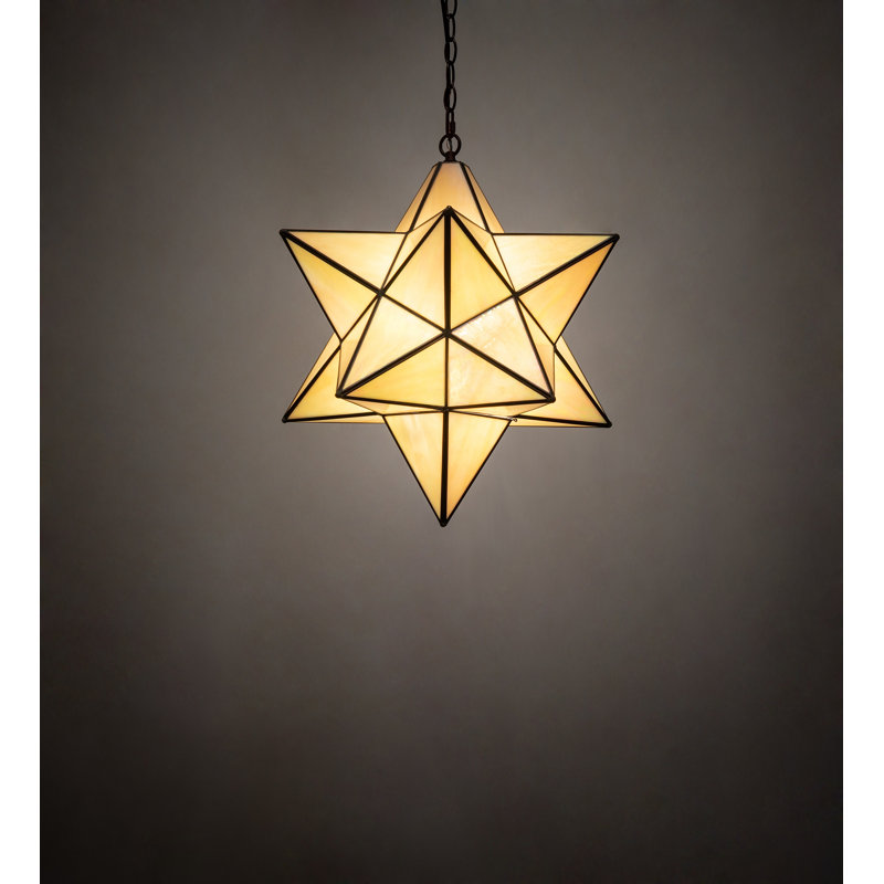 18" Wide Moravian Star Pendant, Iridescent Beige, 24" H x 18" W x 18" D