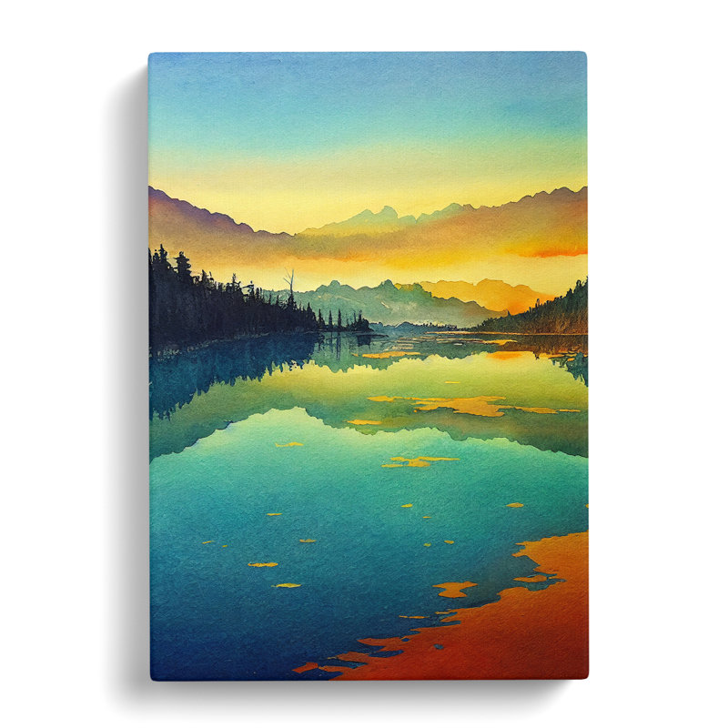 CAN-V0523-2720X Watercolour Lake Vol.7 - Wrapped Canvas Print, 50cm H x 35cm W x 3cm D