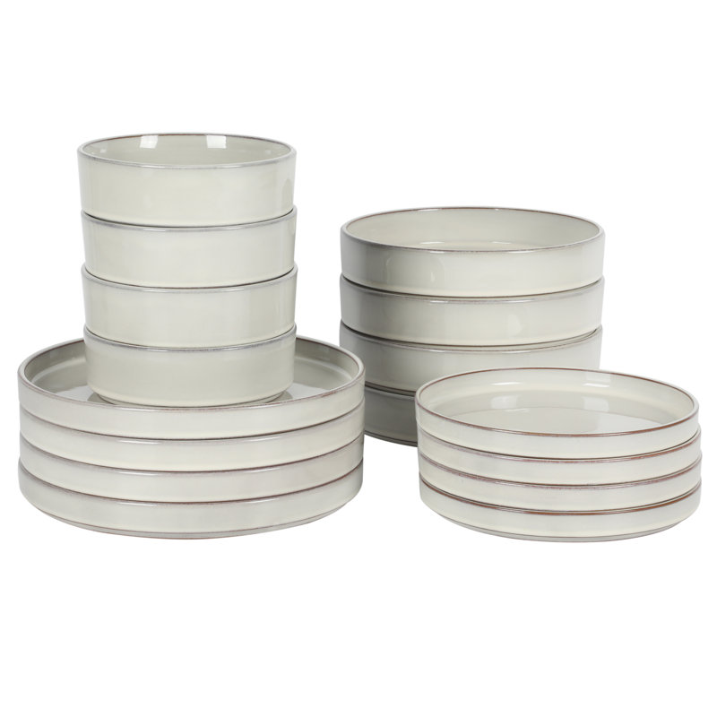 Santorini Terracotta Dinnerware Set - Service for 4, Moonstone White